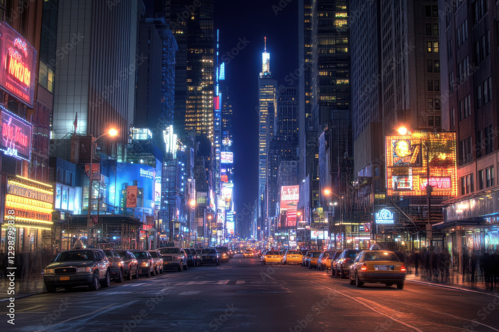 Bright lights shining on new york city times square at night Bright lights shining on new york city times square at night