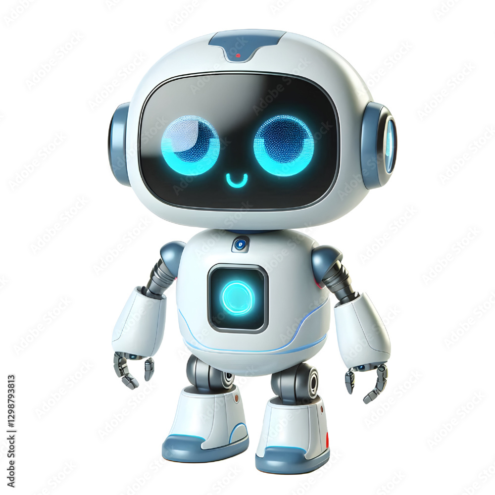 Cute Mini ai robot isolated on white background Cute Mini ai robot isolated on white background
