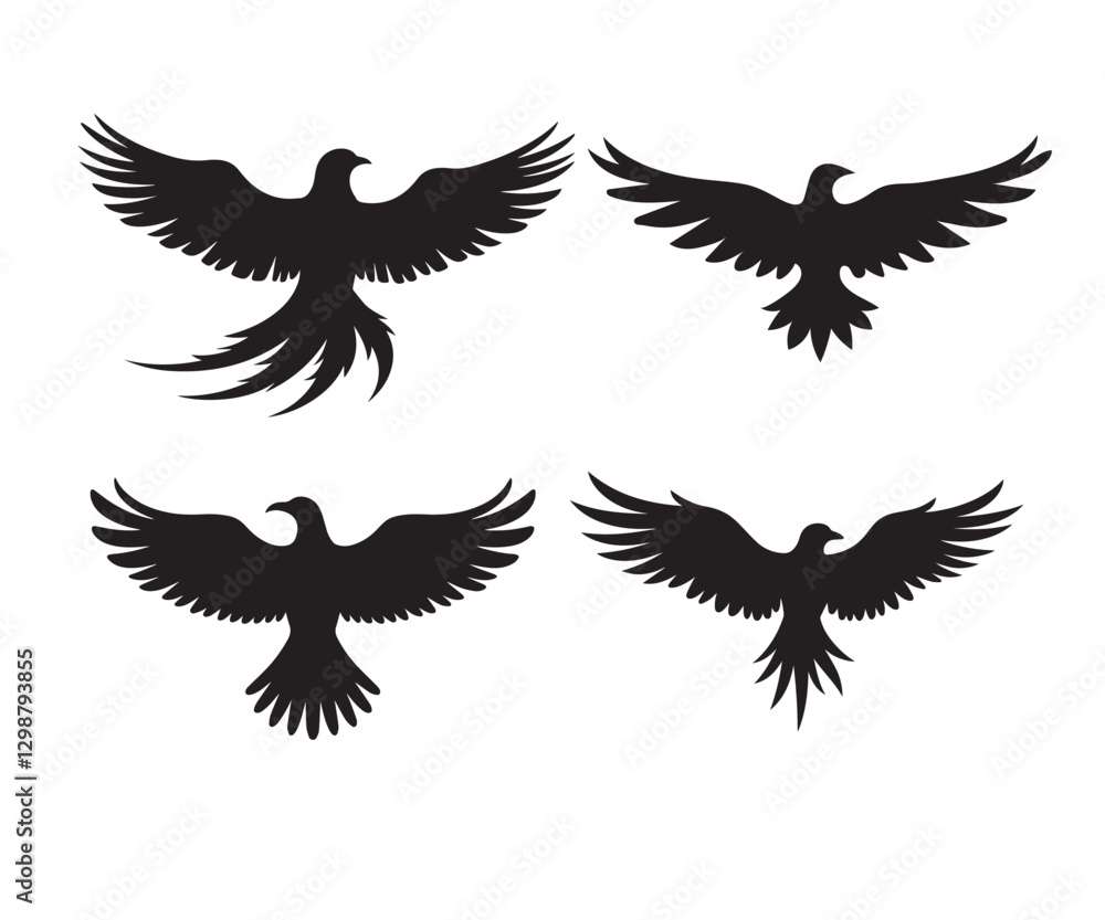 Obraz premium Flying Bird Silhouette Minimalist Vector Design
