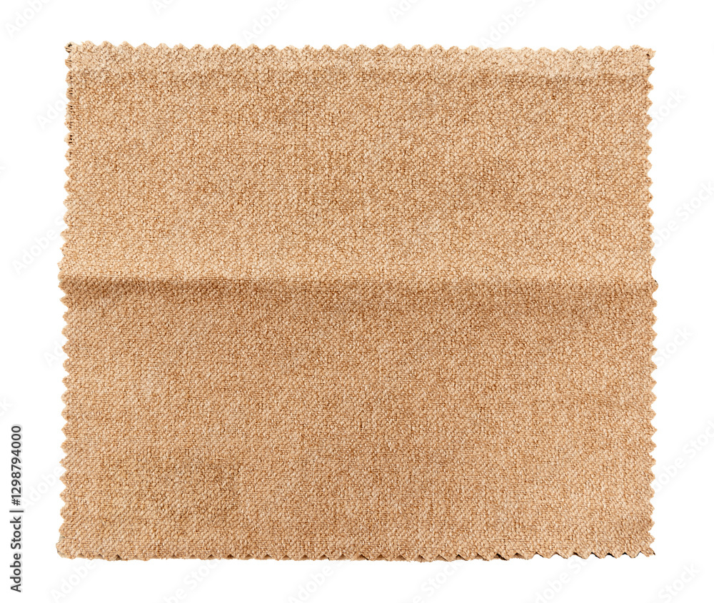 Fototapeta premium A piece of torn brown fabric on a white background. Textile isolate. Napkin