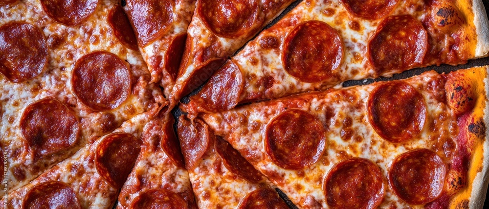 Close-up of a Pepperoni Pizza with Melted Cheese Close-up of a Pepperoni Pizza with Melted Cheese