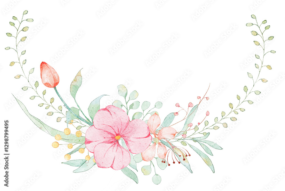 Fototapeta premium Beautiful Pink Watercolor Bouquet