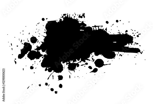 Splatter Paint Texture . Black Spray Blot of Ink. Place illustration Over any Object to Create Grungy Effect . hand drawn. Not AI, Vector