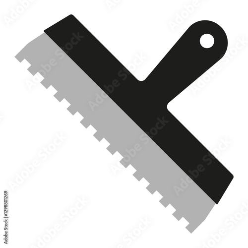 Notched trowel spatula icon. Flat vector illustration isolated on white background.