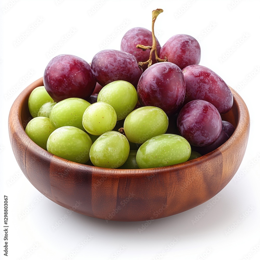 A vibrant assortment of green and red grapes arranged in a rustic wooden bowl, showcasing freshness and natural beauty. A vibrant assortment of green and red grapes arranged in a rustic wooden bowl, showcasing freshness and natural beauty.