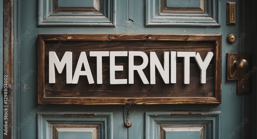 Obraz premium maternity lettering on a signage in door background