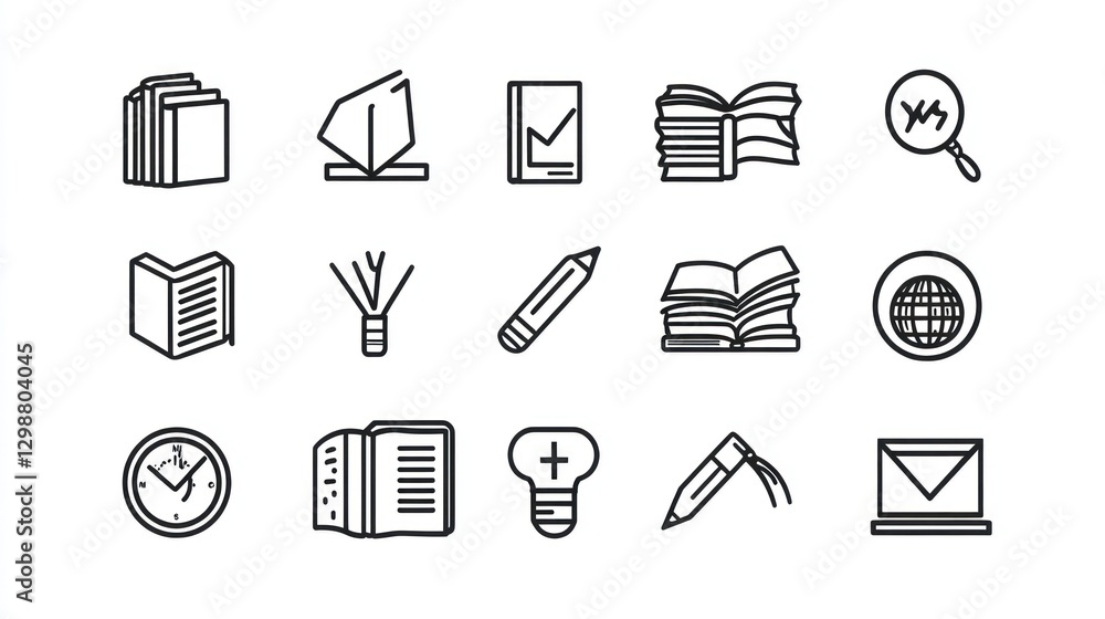Fototapeta premium Book Icons, Education Graphics