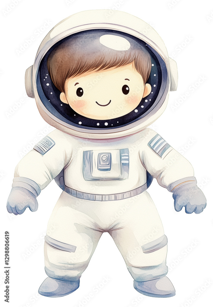 Cute cartoon astronaut standing in a space suit ready for an adventure in the cosmos isolated on transparent background. Cute cartoon astronaut standing in a space suit ready for an adventure in the cosmos isolated on transparent background.