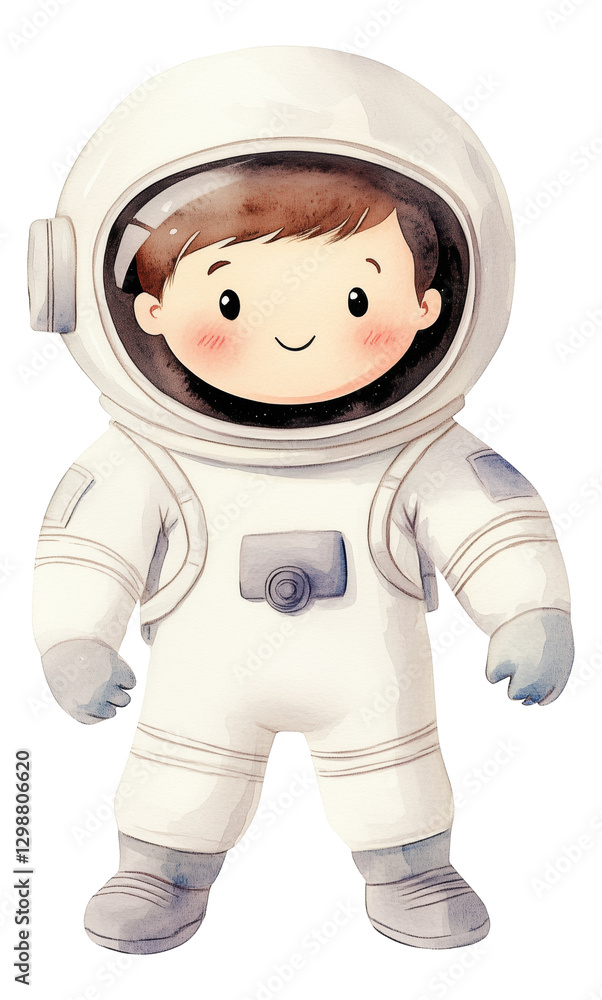 Cute cartoon astronaut standing in a space suit ready for an adventure in the cosmos isolated on transparent background. Cute cartoon astronaut standing in a space suit ready for an adventure in the cosmos isolated on transparent background.