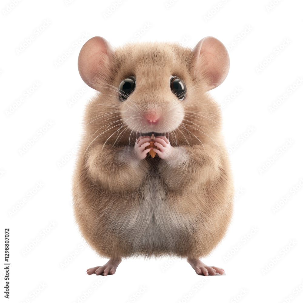 Obraz premium Cute fluffy hamster stands upright with tiny paws and big eyes looking curious and adorable