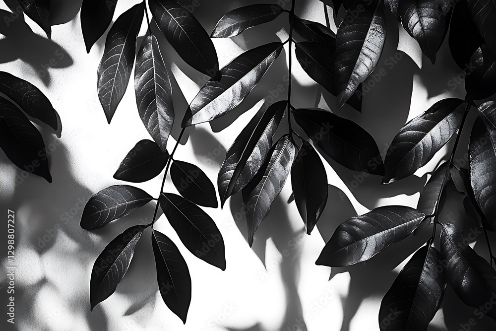 Monochrome foliage shadow on wall. Monochrome foliage shadow on wall.