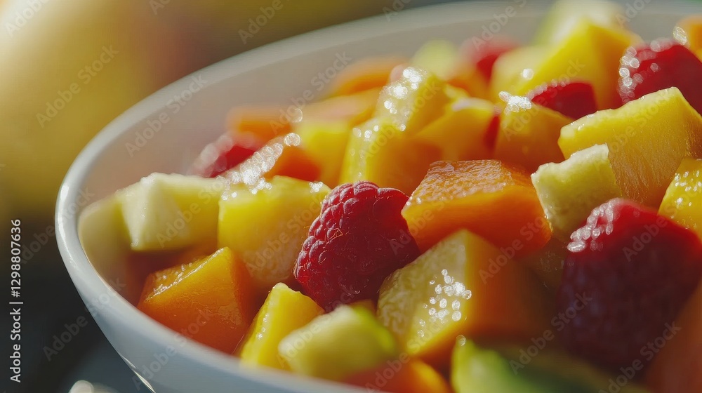 Fresh Mixed Fruit Salad in White Bowl Fresh Mixed Fruit Salad in White Bowl