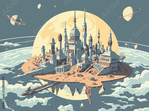Space City Concept Art for Interplanetary Colonization