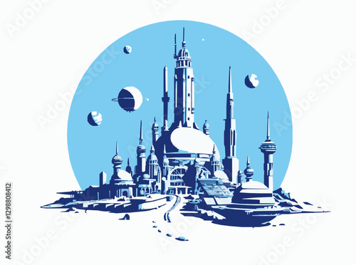 Space City Concept Art for Interplanetary Colonization