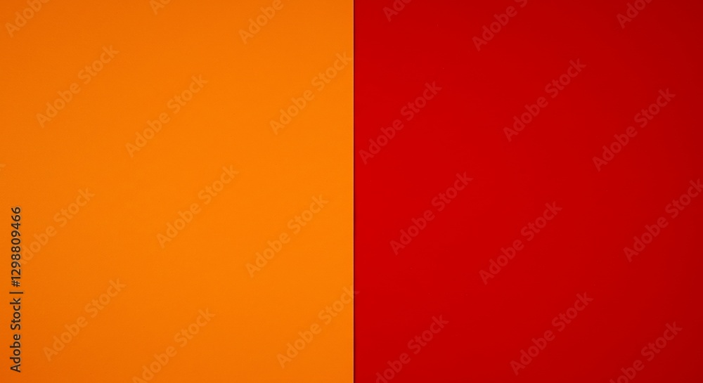 Fototapeta premium Vibrant orange and red split background creates bold graphic design. AI Generated