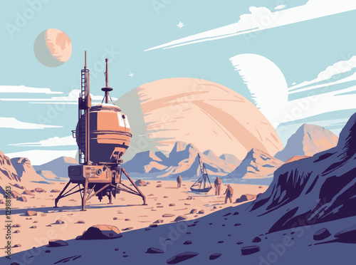 Conceptual Art of Mars Colonization Mission