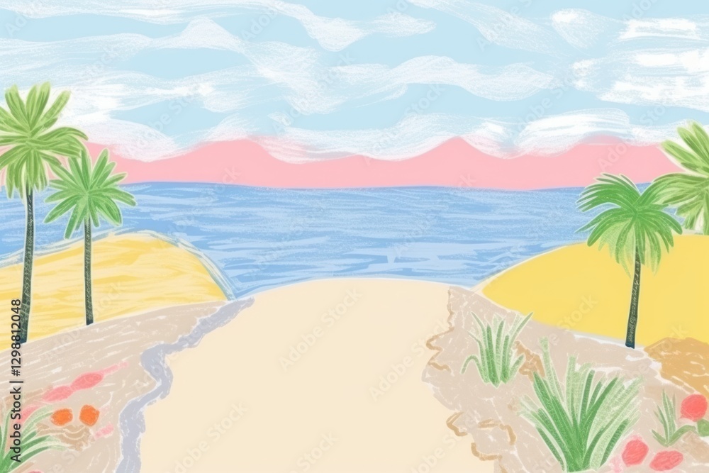Fototapeta premium Beach landscape outdoors painting.