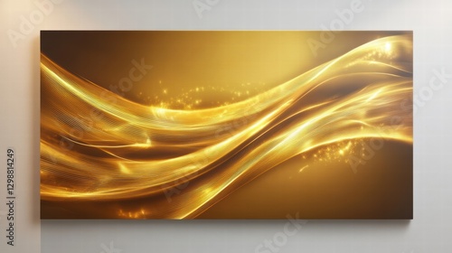 golden abstract wave art canvas print