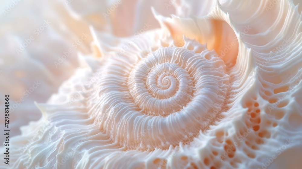 a macro view of a seashell with intricate ridges and swirls, in soft hues of cream and pink. a macro view of a seashell with intricate ridges and swirls, in soft hues of cream and pink.