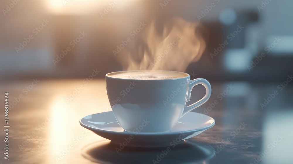 Obraz premium Freshly Brewed Espresso in White Cup