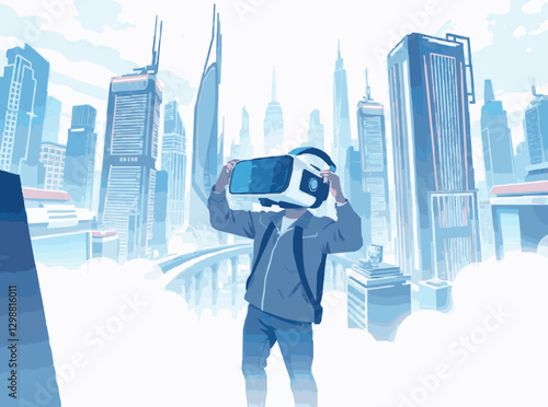 Immersive Virtual Reality Experience in Futuristic Cityscape