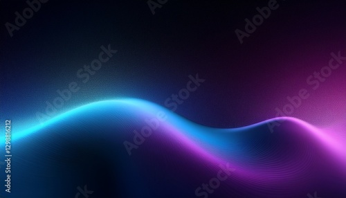 Abstract grainy blue purple color gradient wave black background glowing light dark backdrop