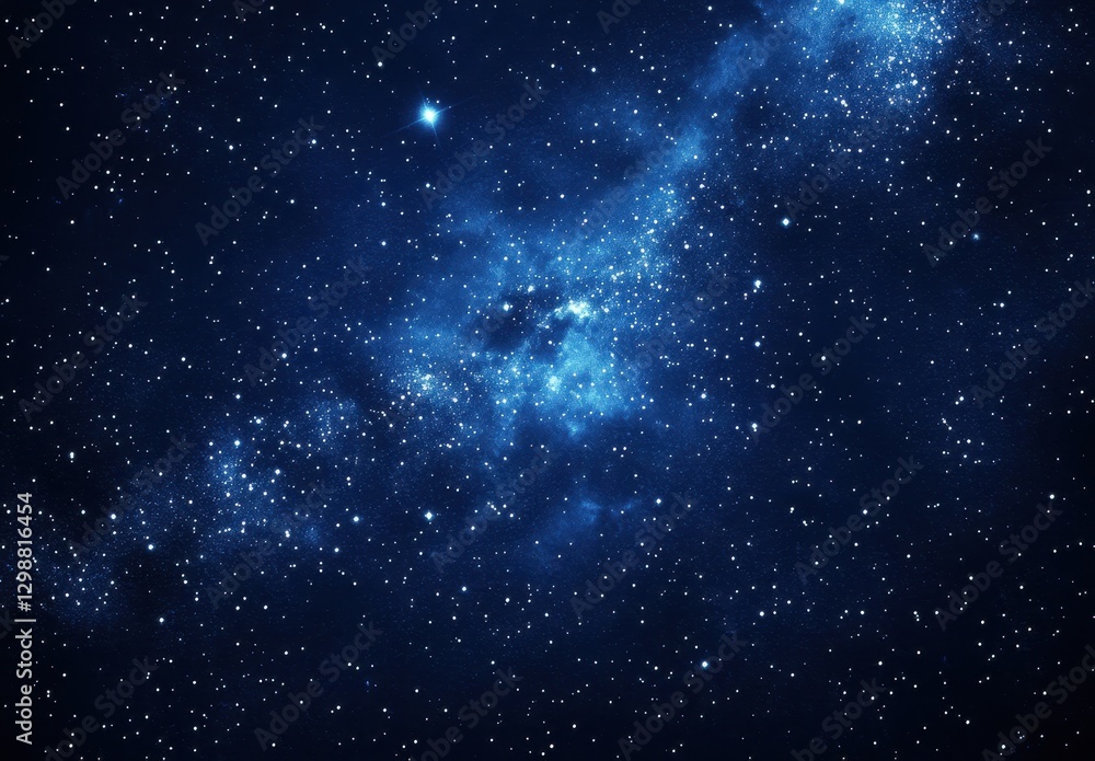 Fototapeta premium Vast Night Sky Filled with Bright Stars and Glowing Nebulae in an Enigmatic Cosmic Landscape
