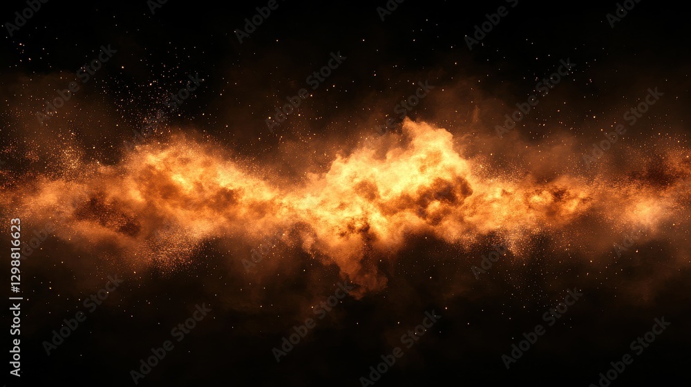 Fototapeta premium Dynamic Explosion of Vibrant Powder Clouds Scatteri