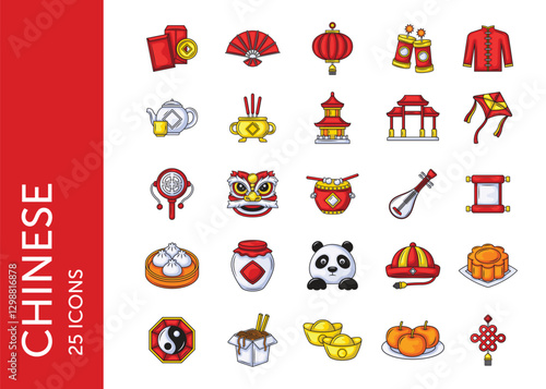 Chinese icon pack. Set icon design