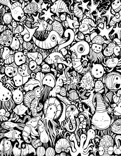 pattern, vector, seamless, cartoon, animal, design, illustration, doodle, wallpaper, flower, art, set, drawing, sketch, decoration, floral, fish, cat, cute, icon, element, leaf, ornament, texture, bir