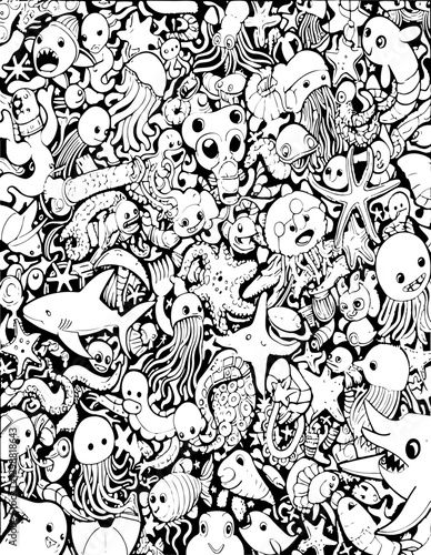 pattern, vector, seamless, cartoon, animal, design, illustration, doodle, wallpaper, flower, art, set, drawing, sketch, decoration, floral, fish, cat, cute, icon, element, leaf, ornament, texture, bir