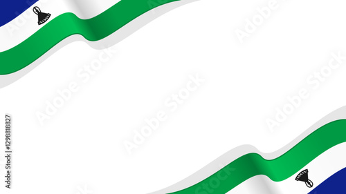Lesotho flag wave isolated with copy space background