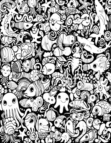 pattern, vector, seamless, cartoon, animal, design, illustration, doodle, wallpaper, flower, art, set, drawing, sketch, decoration, floral, fish, cat, cute, icon, element, leaf, ornament, texture, bir