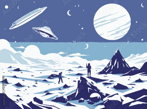 Sci-Fi Space Exploration Scene with Colonization Theme