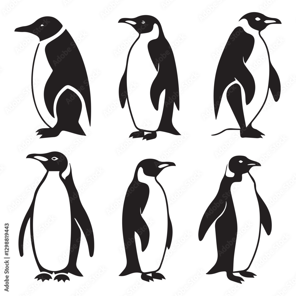 Obraz premium Stylish penguin silhouette minimal artwork set on white background for interiors