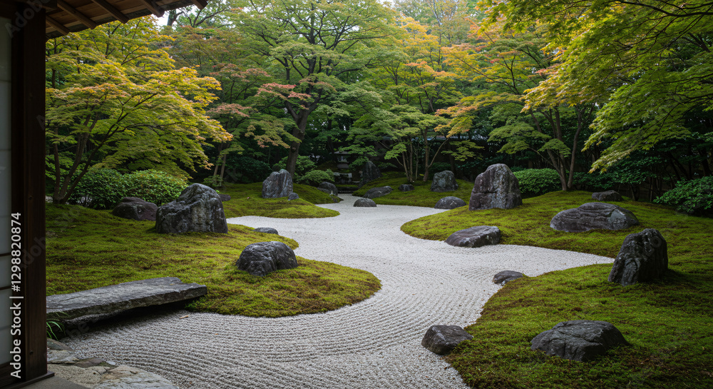 Naklejka premium japanese garden in spring