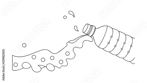 Pouring Water from Plastic Bottle Refreshing Hydration Splashes