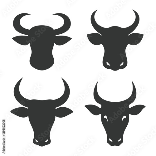 Bull and Cow Head vector Logo Design Icon Set.