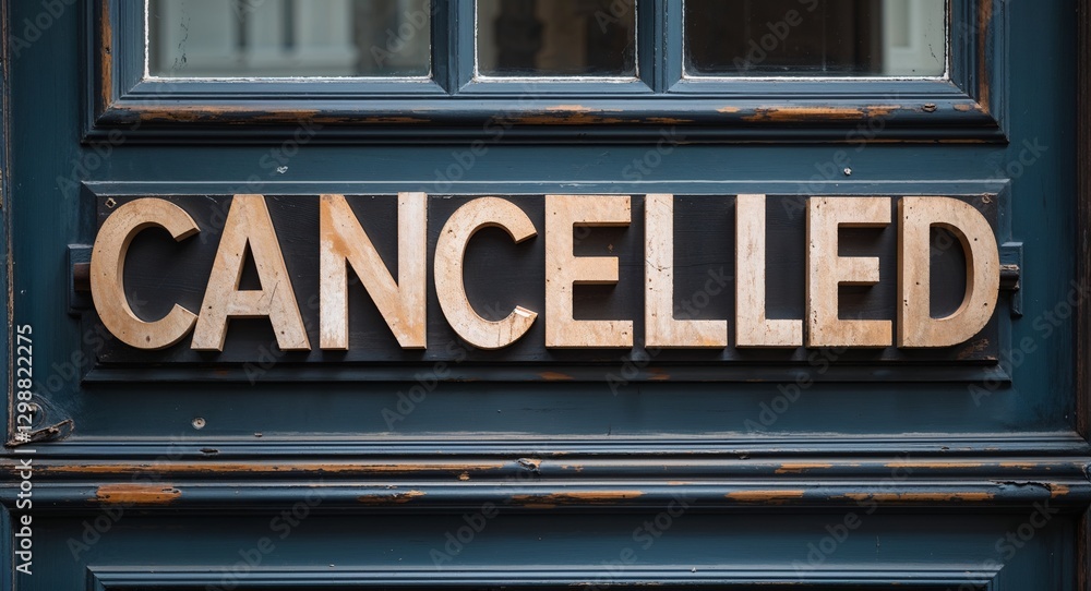 Obraz premium cancelled lettering on a signage in door background