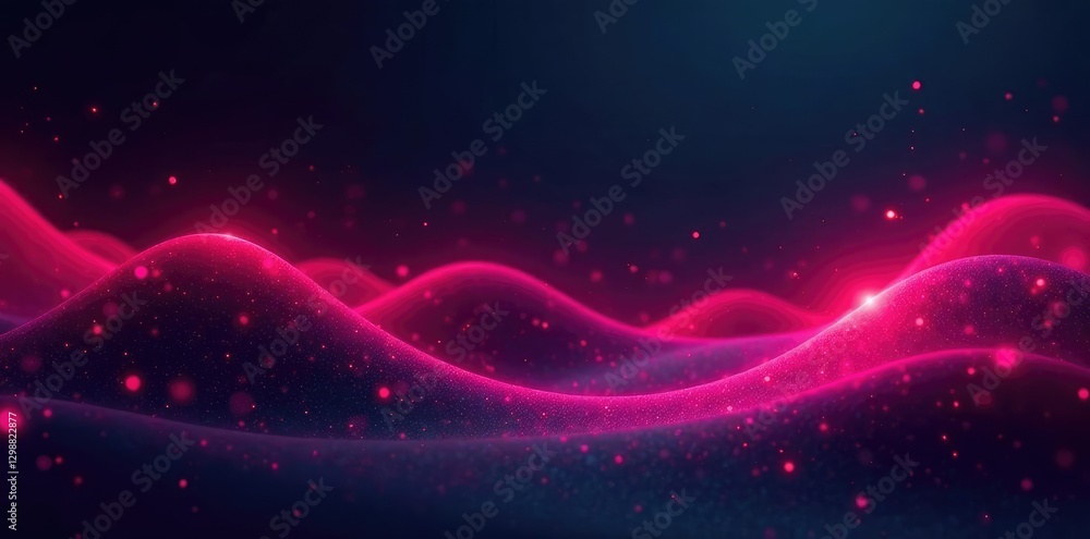 Obraz premium Swirling red and pink waves on a dark abstract background with glow effect, abstract, gloomy, dark