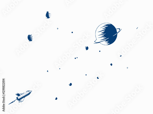 Vector Art of Advanced Space Exploration and Colonization