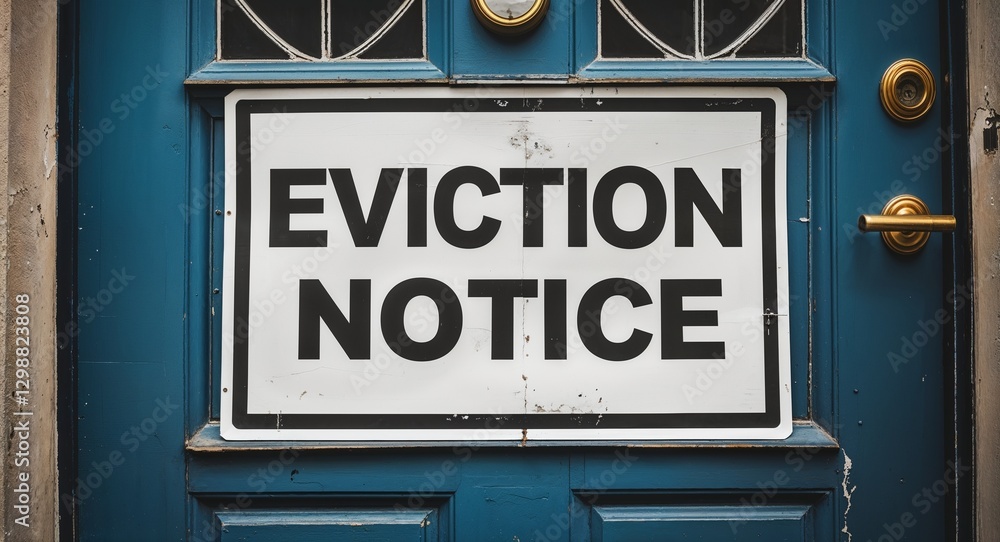 Obraz premium eviction notice lettering on a signage in door background