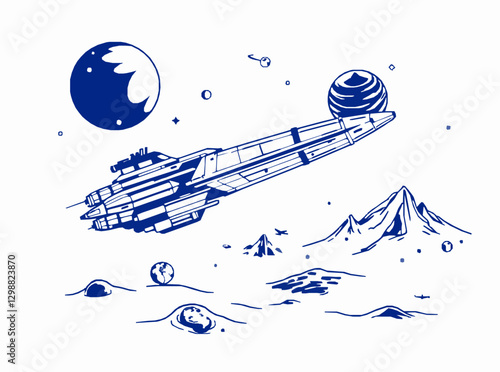 Interstellar Travel Concept with Spaceship and Colonization