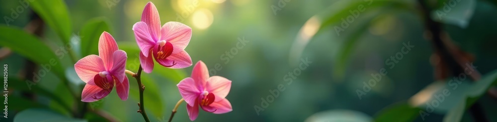 Tall and slender orchid blooms sway in the wind, tall, plant Tall and slender orchid blooms sway in the wind, tall, plant