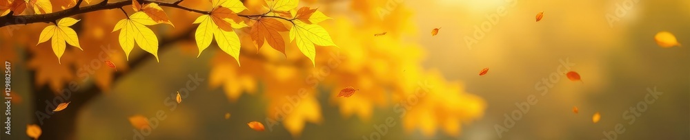 Golden yellow leaves falling from ginkgo tree branches, autumn foliage, leaves, autumn colors Golden yellow leaves falling from ginkgo tree branches, autumn foliage, leaves, autumn colors