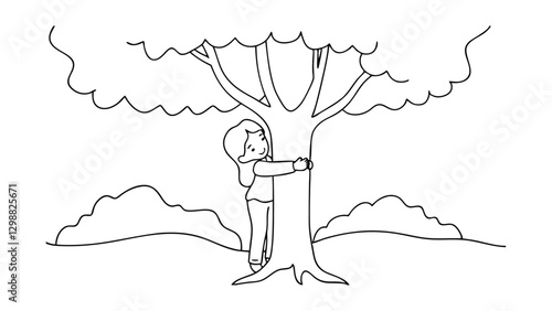Person embracing nature, tree hugger, environmental conservation, love for trees