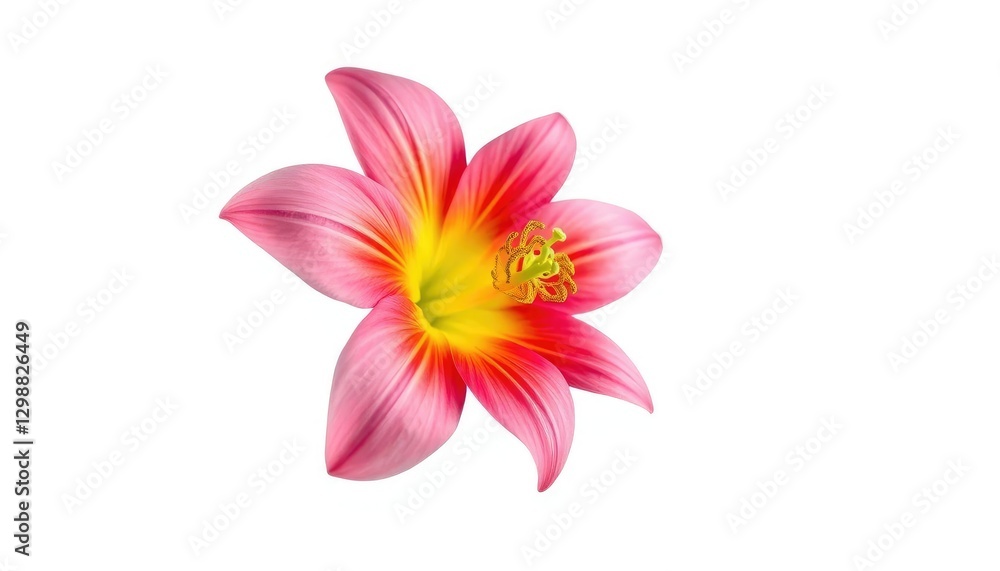 Fototapeta premium A single vibrant bloom, petals unfurled, isolated on pure white, photography, nature