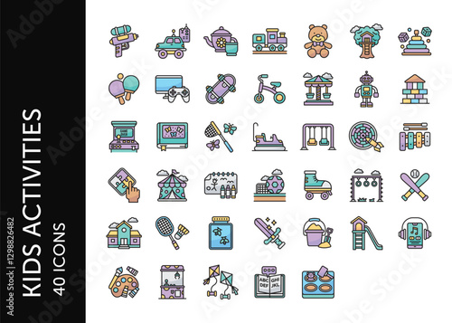 Kids Activities icon pack. Set icon design