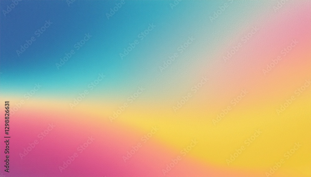 Obraz premium Pastel color gradient background grainy pink blue yellow retro summer noise texture effect wide banner header backdrop design