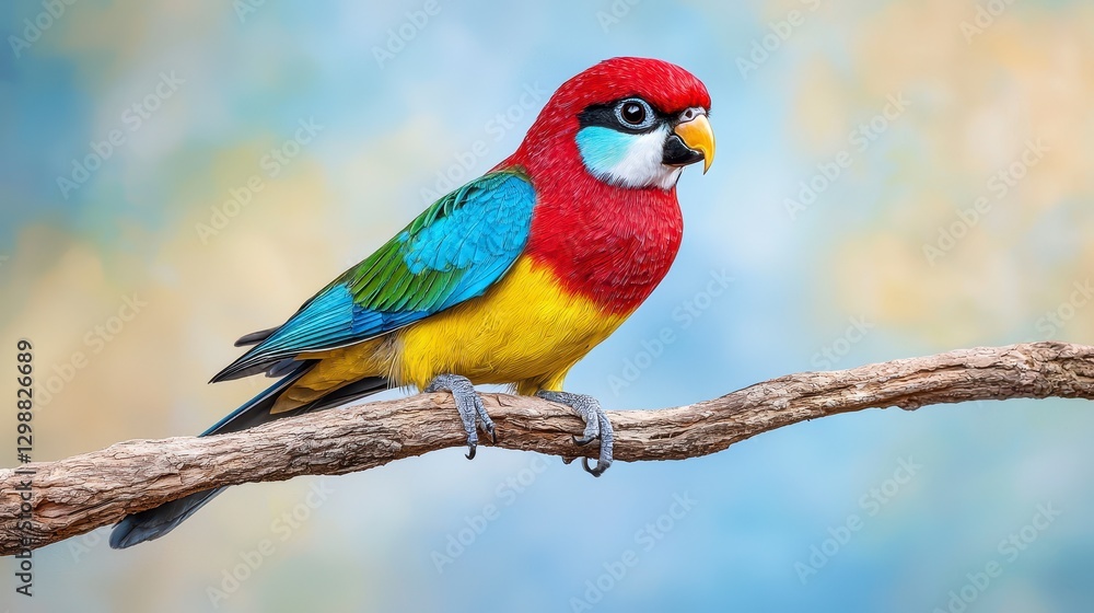Colorful Parrot on Branch Pixel Art Style Colorful Parrot on Branch Pixel Art Style